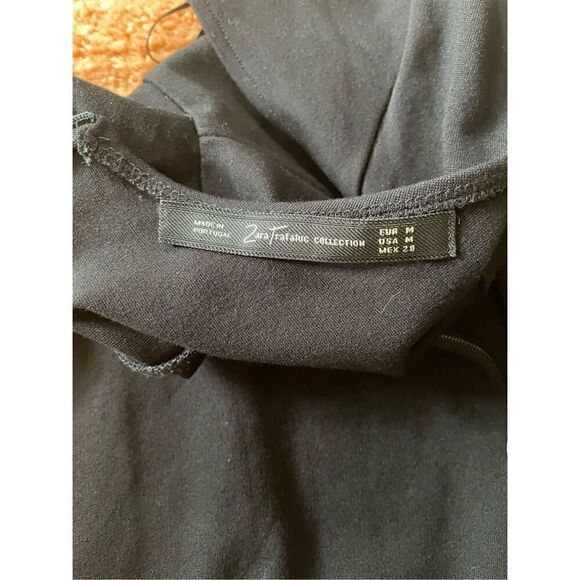 Zara Trafaluc Dress Women Small Black Stretch  Peplum Ruffle Mini Size M - Picture 6 of 9